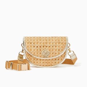 Lilly Pulitzer Gold Straw Crossbody — Resort Chic Summer Bag /Two straps(NWT)